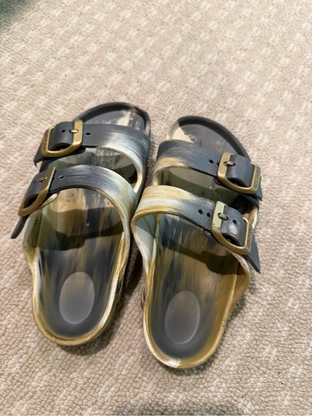 Birkenstock Kids Two-Buckle Sandals in Black and Gold-Tone